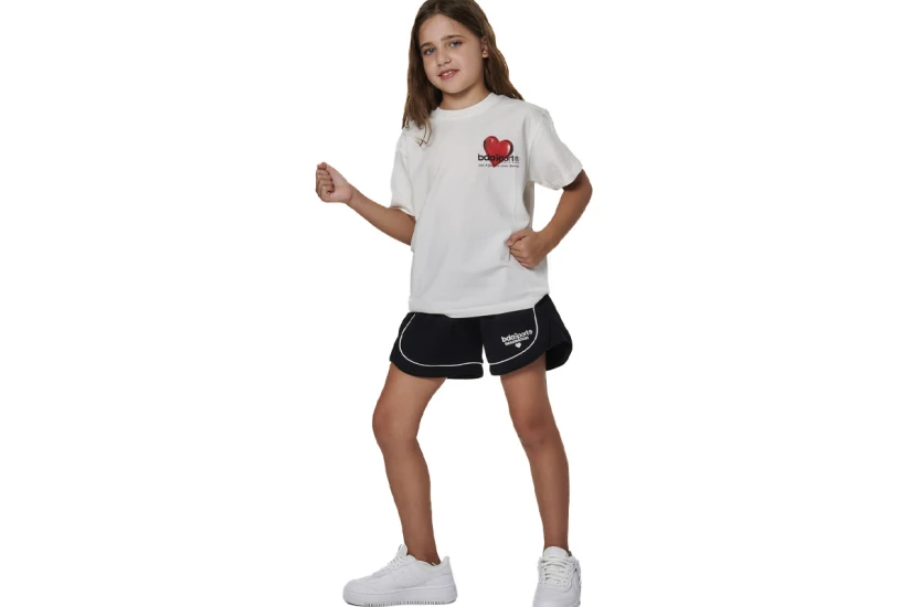 Body Action Tech Fleece Παιδικό Αθλητικό Σορτς Μαύρο, Λευκό