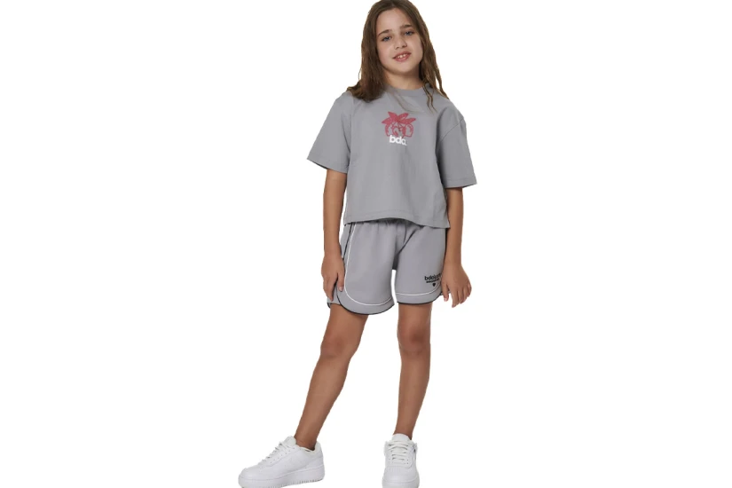Body Action Tech Fleece Παιδικό Αθλητικό Σορτς Γκρι
