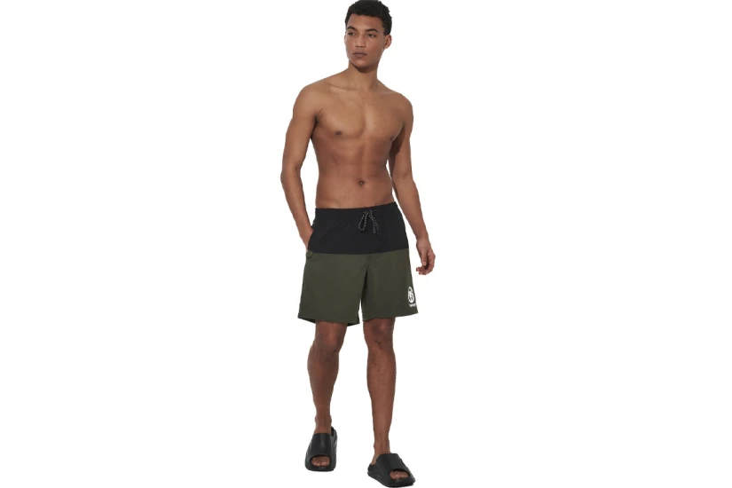Body Action Colorblock Ανδρικό Μαγιό Βερμούδα Μαύρο, Χακί