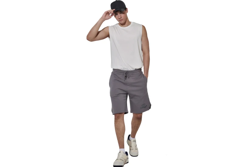 Body Action High Density Logo Terry Ανδρική Αθλητική Βερμούδα Γκρι Σκούρο