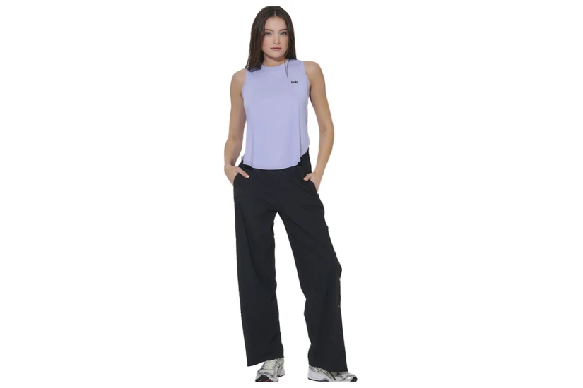 Body Action Loose Breathable Yoga Γυναικεία Αμάνικη Μπλούζα Βιολετί