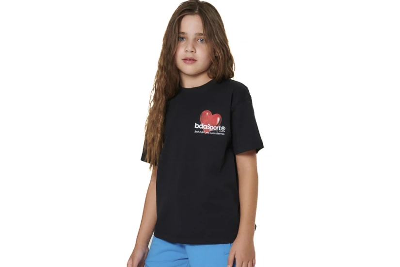 Body Action Floral Print Παιδικό Κοντομάνικο T-Shirt Μαύρο