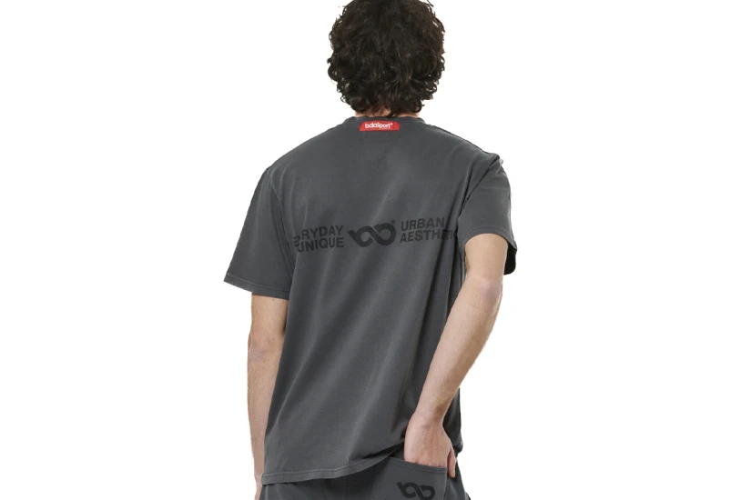 Body Action Natural Dye Oversized Κοντομάνικο T-Shirt Γκρι, Εκρού