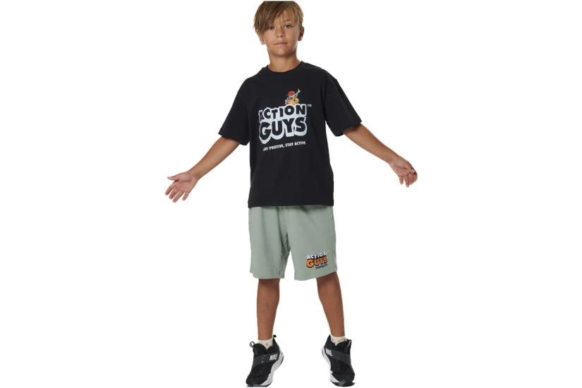 Body Action Heavy Jersey Graphic Παιδικό Κοντομάνικο T-Shirt Μαύρο
