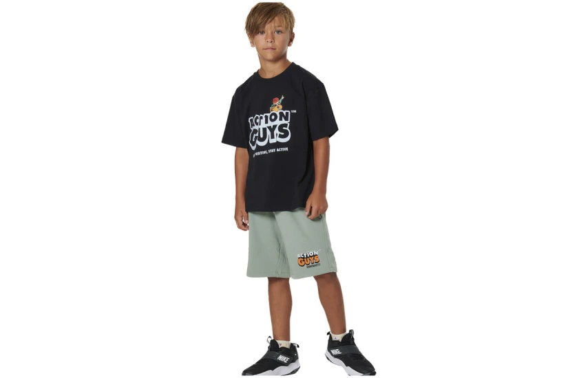 Body Action Heavy Jersey Graphic Παιδικό Κοντομάνικο T-Shirt Μαύρο