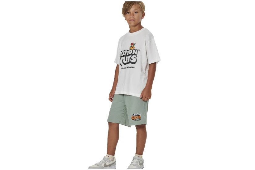 Body Action Heavy Jersey Graphic Παιδικό Κοντομάνικο T-Shirt Λευκό