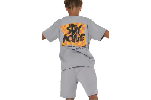 Body Action Graffiti Print T-Shirt (054605 ULTIMATE GREY-03)