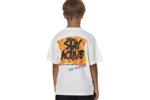 Body Action Graffiti Print T-Shirt (054605 WHITE ALYSSUM-05A)