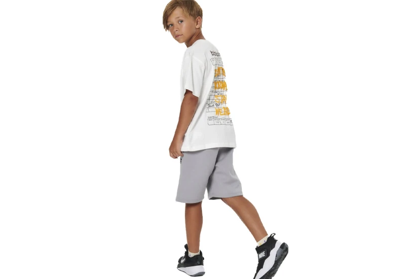 Body Action Heavy Jersey Graphic Παιδικό Κοντομάνικο T-Shirt Λευκό