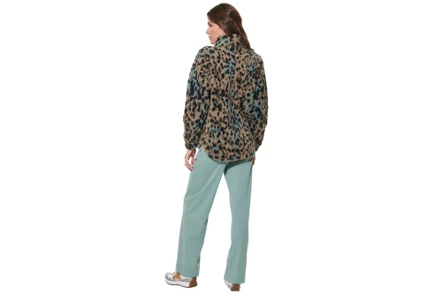 Body Action Printed Μπλούζα Sherpa Με Φερμουάρ Γυναικεία (061620 MOCHA ANIMAL-05E)