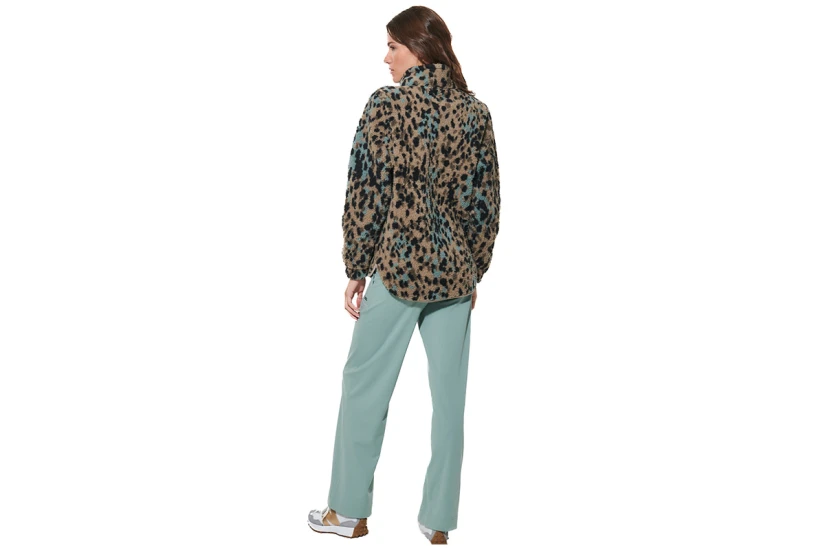 Body Action Printed Μπλούζα Sherpa Με Φερμουάρ Γυναικεία (061620 MOCHA ANIMAL-05E)