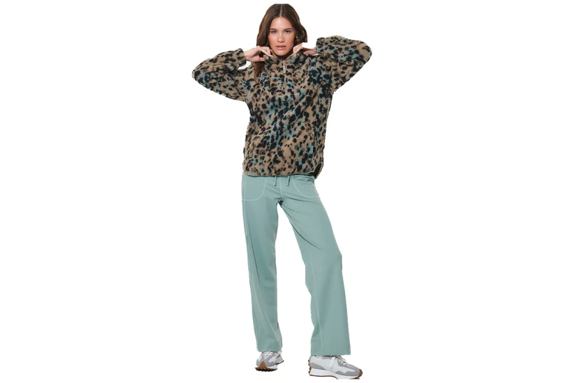 Body Action Printed Μπλούζα Sherpa Με Φερμουάρ Γυναικεία (061620 MOCHA ANIMAL-05E)