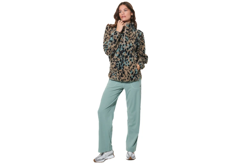 Body Action Printed Μπλούζα Sherpa Με Φερμουάρ Γυναικεία (061620 MOCHA ANIMAL-05E)