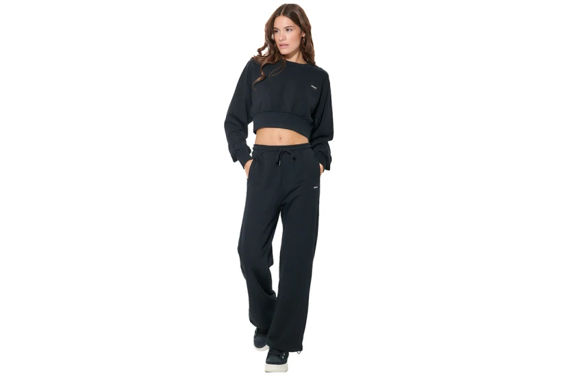 Body Action Cropped Μπλούζα Με Λαιμόκοψη Γυναικεία (061621 BLACK-01)