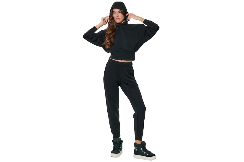 Body Action Crop Modal Hoodie Γυναικείο (061622 BLACK-01)