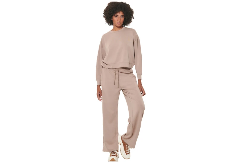 Body Action Crop Modal Μπλούζα Με Λαιμόκοψη Γυναικεία (061623 MOCHA MERINGUE -05E)