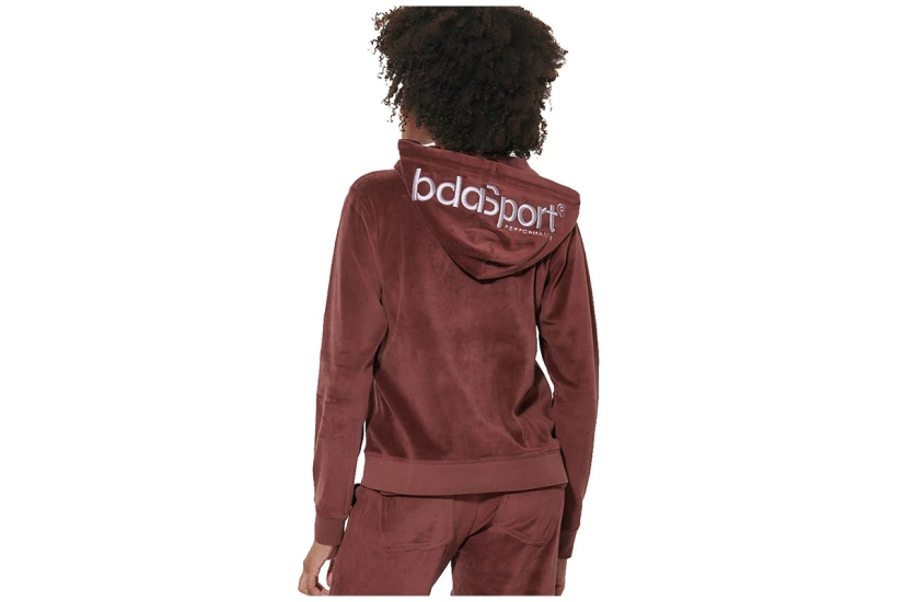 Body Action Velour Hoodie Ζακέτα Βελουτέ Γυναικεία (071622 BURGUNDY BROWN-06)