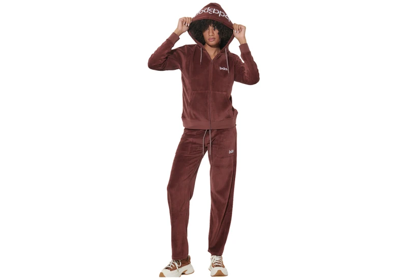Body Action Velour Hoodie Ζακέτα Βελουτέ Γυναικεία (071622 BURGUNDY BROWN-06)