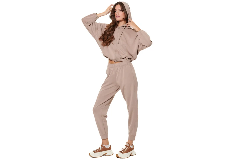 Body Action Womens Modial Crop Jacket (071632 MOCHA MERINGUE-05E)