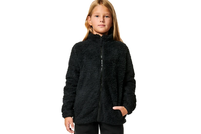 Body Action Girls Fluffy Fleece Παιδική Ζακέτα Sherpa Μαύρη