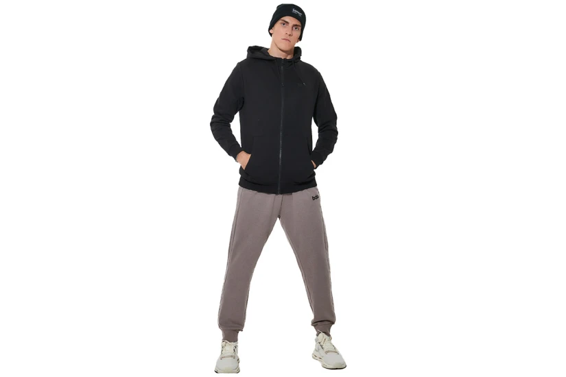 Body Action Fleece Ζακέτα Βαμβακερή Ανδρική (073620 BLACK-01)