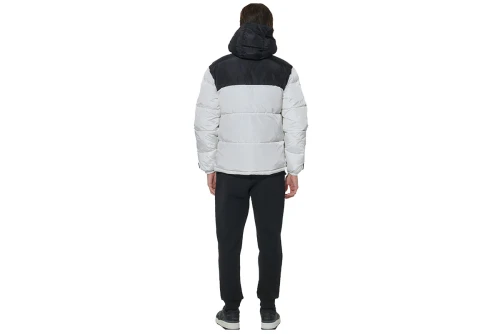 Body Action Two-Tone Μπουφάν Puffer Ανδρικό (073621 WHITE-BLACK-02)