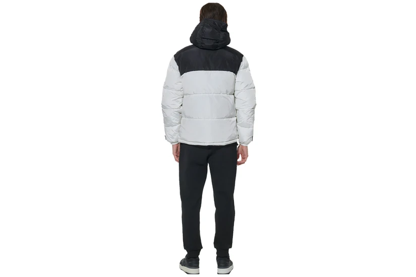 Body Action Two-Tone Μπουφάν Puffer Ανδρικό (073621 WHITE-BLACK-02)