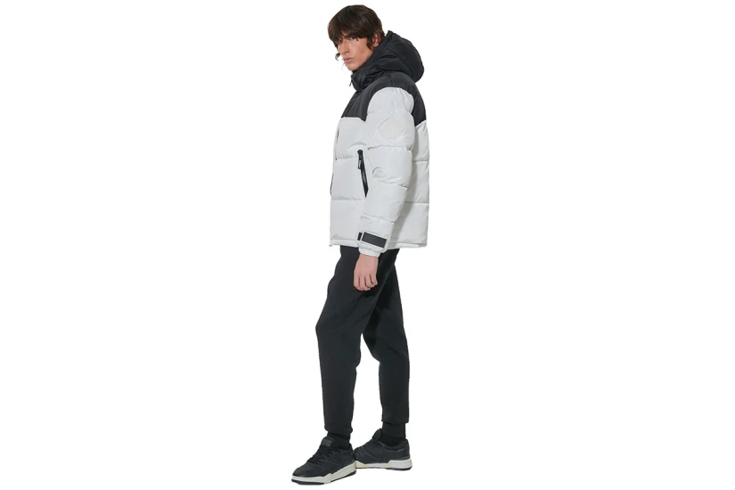 Body Action Two-Tone Μπουφάν Puffer Ανδρικό (073621 WHITE-BLACK-02)