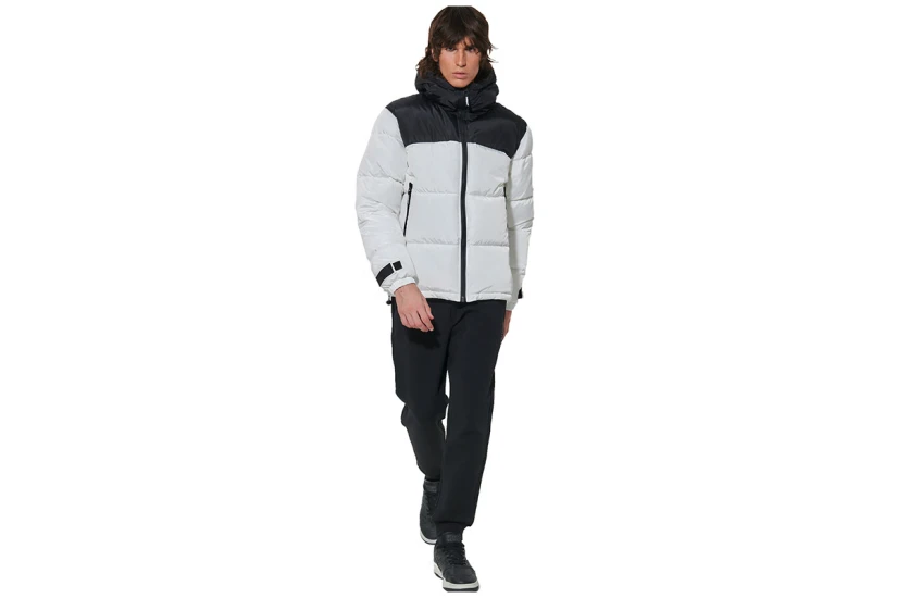 Body Action Two-Tone Μπουφάν Puffer Ανδρικό (073621 WHITE-BLACK-02)