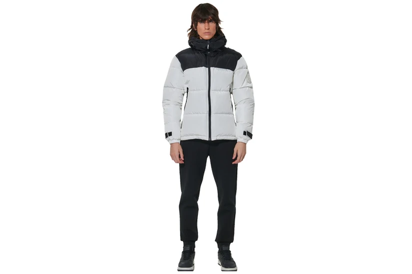 Body Action Two-Tone Μπουφάν Puffer Ανδρικό (073621 WHITE-BLACK-02)