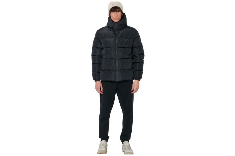 Body Action Hooded Μπουφάν Puffer Ανδρικό (073622 BLACK-01)
