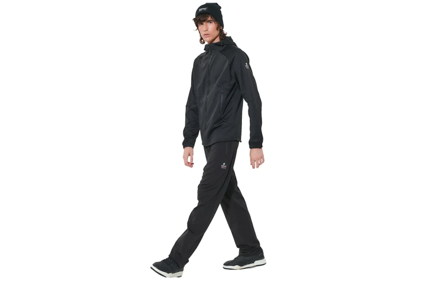 Body Action Softshell Ανδρικό Μπουφάν με Κουκούλα Μαύρο