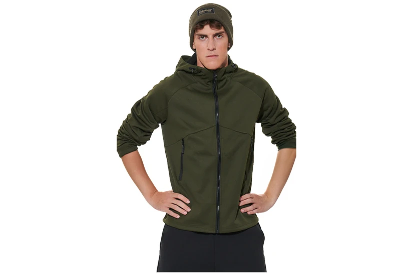 Body Action Softshell Ανδρικό Μπουφάν με Κουκούλα Χακί