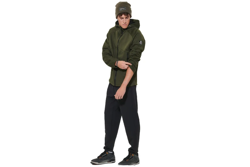 Body Action Softshell Ανδρικό Μπουφάν με Κουκούλα Χακί