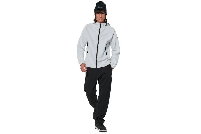 Body Action Softshell Ανδρικό Μπουφάν με Κουκούλα Λευκό