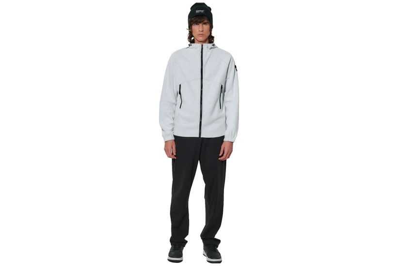 Body Action Softshell Ανδρικό Μπουφάν με Κουκούλα Λευκό