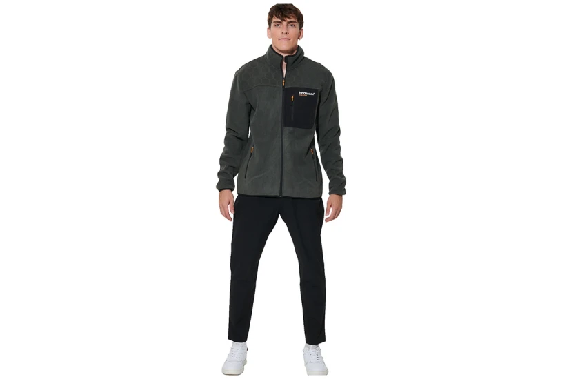 Body Action Polar Ζακέτα Fleece Ανδρική (073626 KHAKI GREEN-07E)