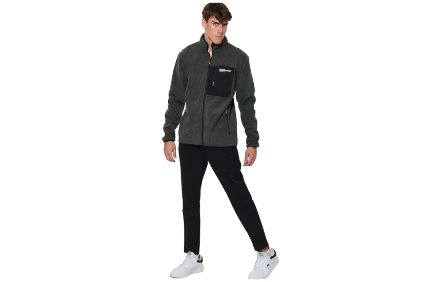 Body Action Polar Ζακέτα Fleece Ανδρική (073626 KHAKI GREEN-07E)