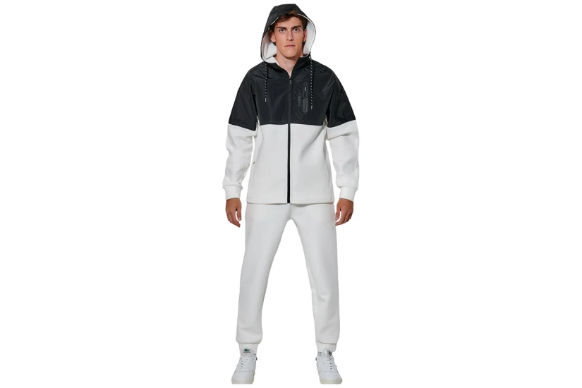 Body Action Two-Tone Scuba Ζακέτα Βαμβακερή Ανδρική (073627 WHITE OFF-BLACK-05A)