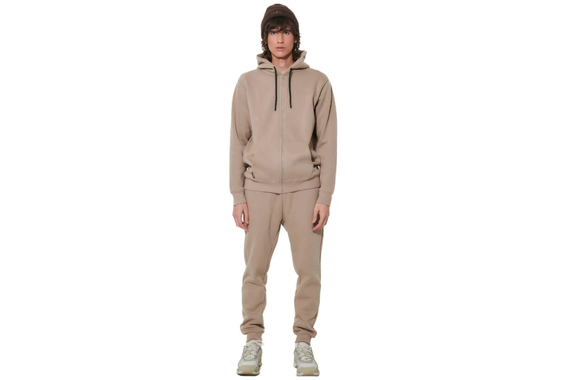Body Action Through Fleece Ανδρική Βαμβακερή Ζακέτα με Κουκούλα Μπεζ