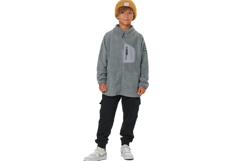 Body Action Polar Παιδική Ζακέτα Fleece Γκρι