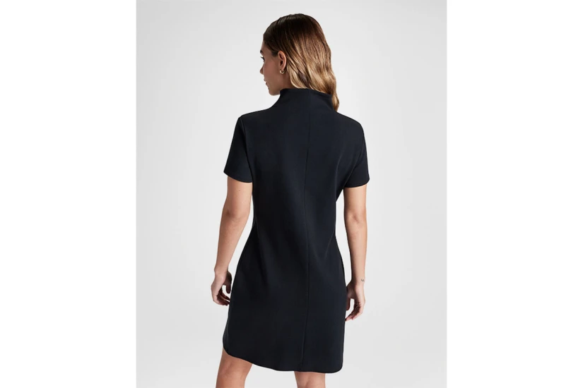 Converse Half-Zip Mock Neck Γυναικείο Κοντομάνικο Φόρεμα Mini Μαύρο