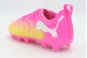 Puma Future 9 Match Play FG/AG Παιδικά Ποδοσφαιρικά Παπούτσια με Τάπες Φούξια, Κίτρινα, Λευκά