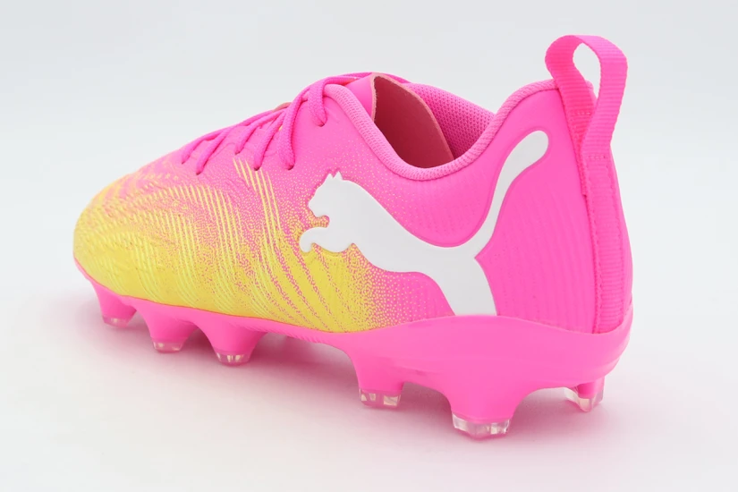 Puma Future 9 Match Play FG/AG Παιδικά Ποδοσφαιρικά Παπούτσια με Τάπες Φούξια, Κίτρινα, Λευκά