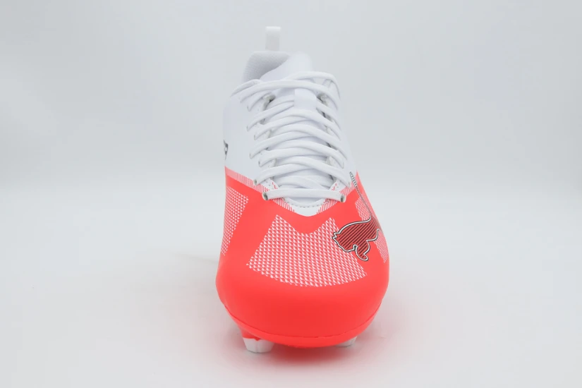 Puma Ultra 7 Play FG/AG Παιδικά Ποδοσφαιρικά Παπούτσια με Τάπες Λευκά, Κοραλλί