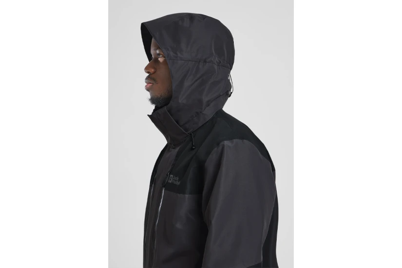 Jack Wolfskin Jasper 2L Ανδρικό Αδιάβροχο Μπουφάν με Κουκούλα Μαύρο