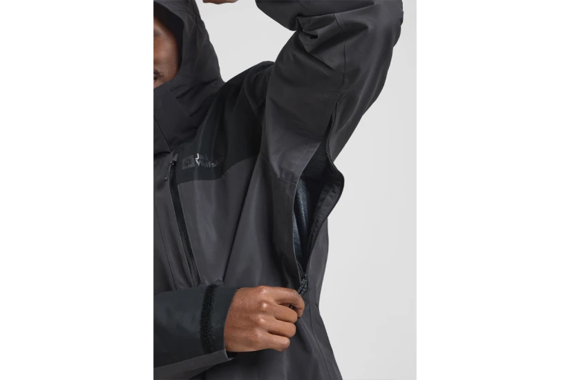 Jack Wolfskin Jasper 2L Ανδρικό Αδιάβροχο Μπουφάν με Κουκούλα Μαύρο