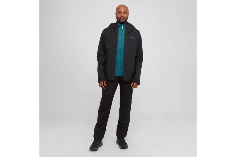 Jack Wolfskin Taubenberg 3 In 1 Ανδρικό Αδιάβροχο Μπουφάν Μαύρο