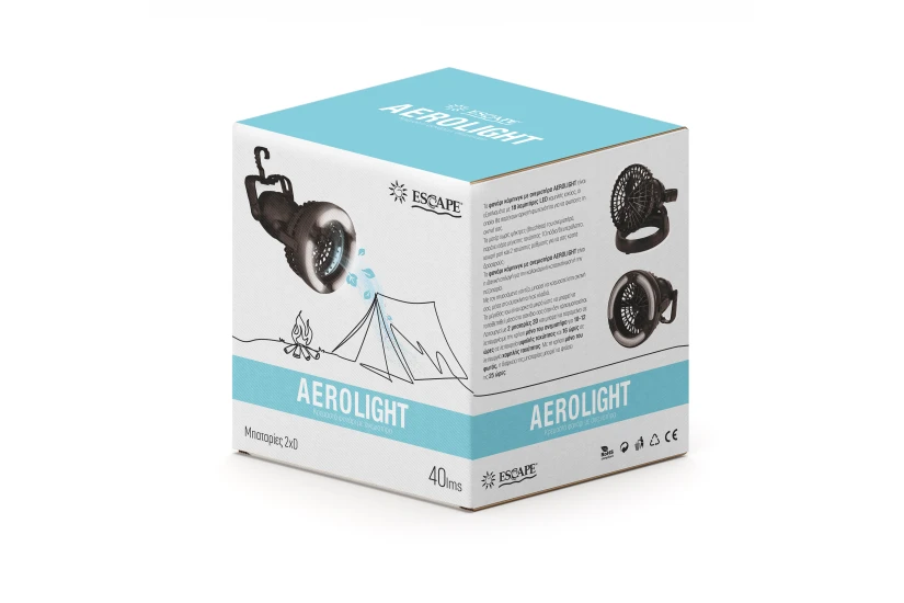 Escape Camping Escape Aerolight Φανάρι Camping με Ανεμιστήρα Μαύρο
