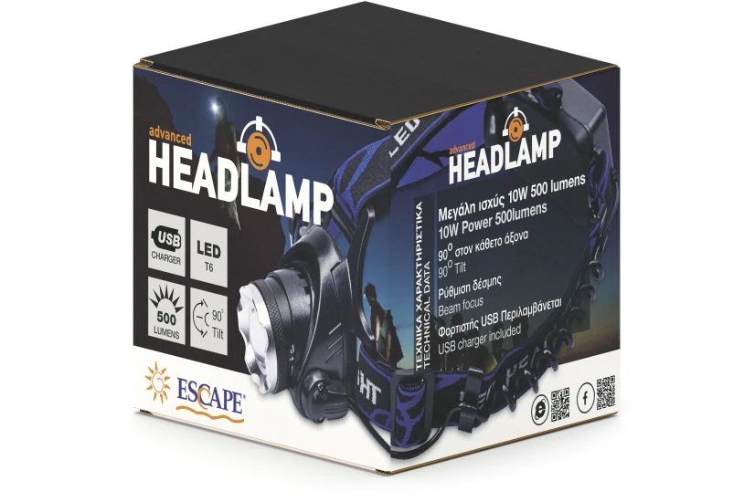 Escape Camping Φακός Κεφαλής Escape High Power T6 10W (11489)